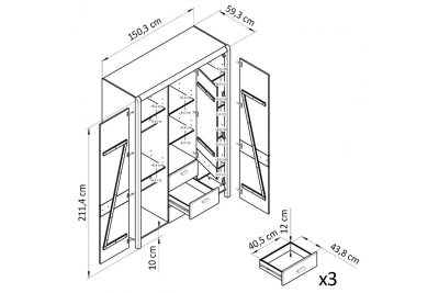 Шкаф для одежды Мадейра 3 двери